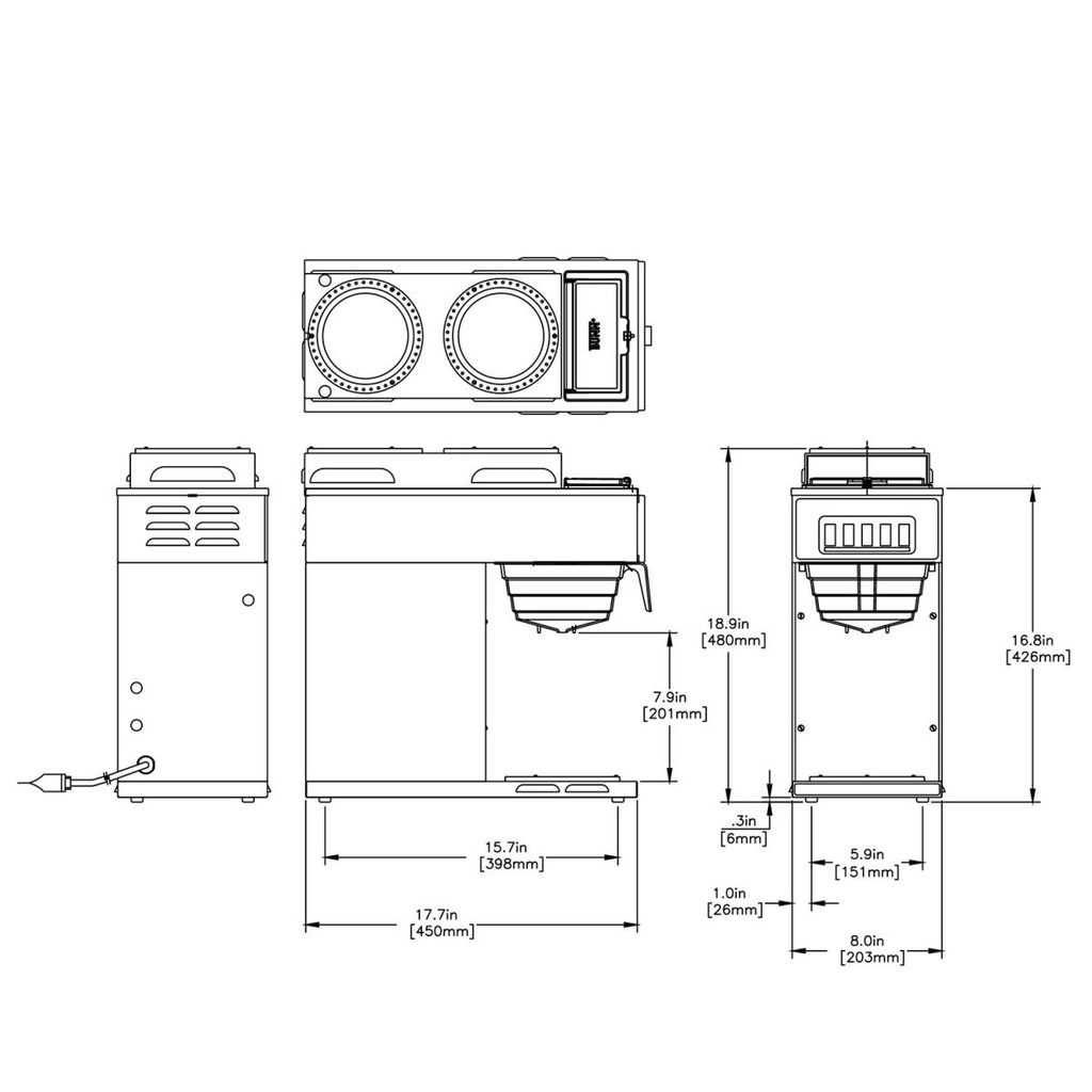CAFETERA VP17-3 1L/2U SST BUNN