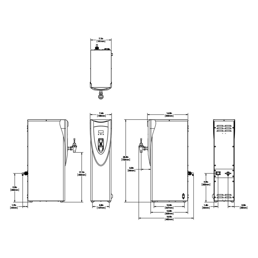 DISPESADOR DE AGUA CALIENTE H5X ELEMENT 120V 1800W BUNN